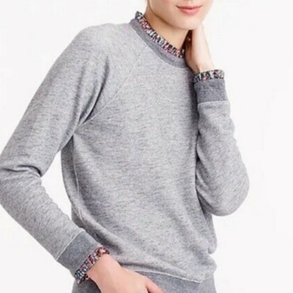 J.CREW Metallic Ruffleneck Sweatshirt - Picture 2 of 12